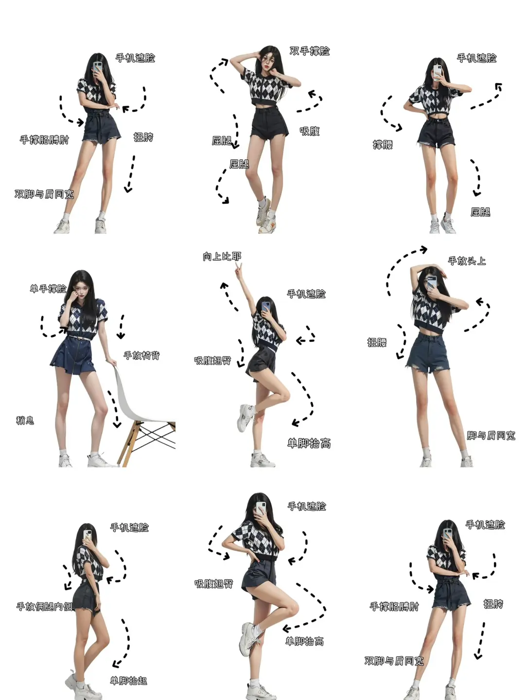 存一组辣妹拍照姿势，姐妹们收藏起来照着拍