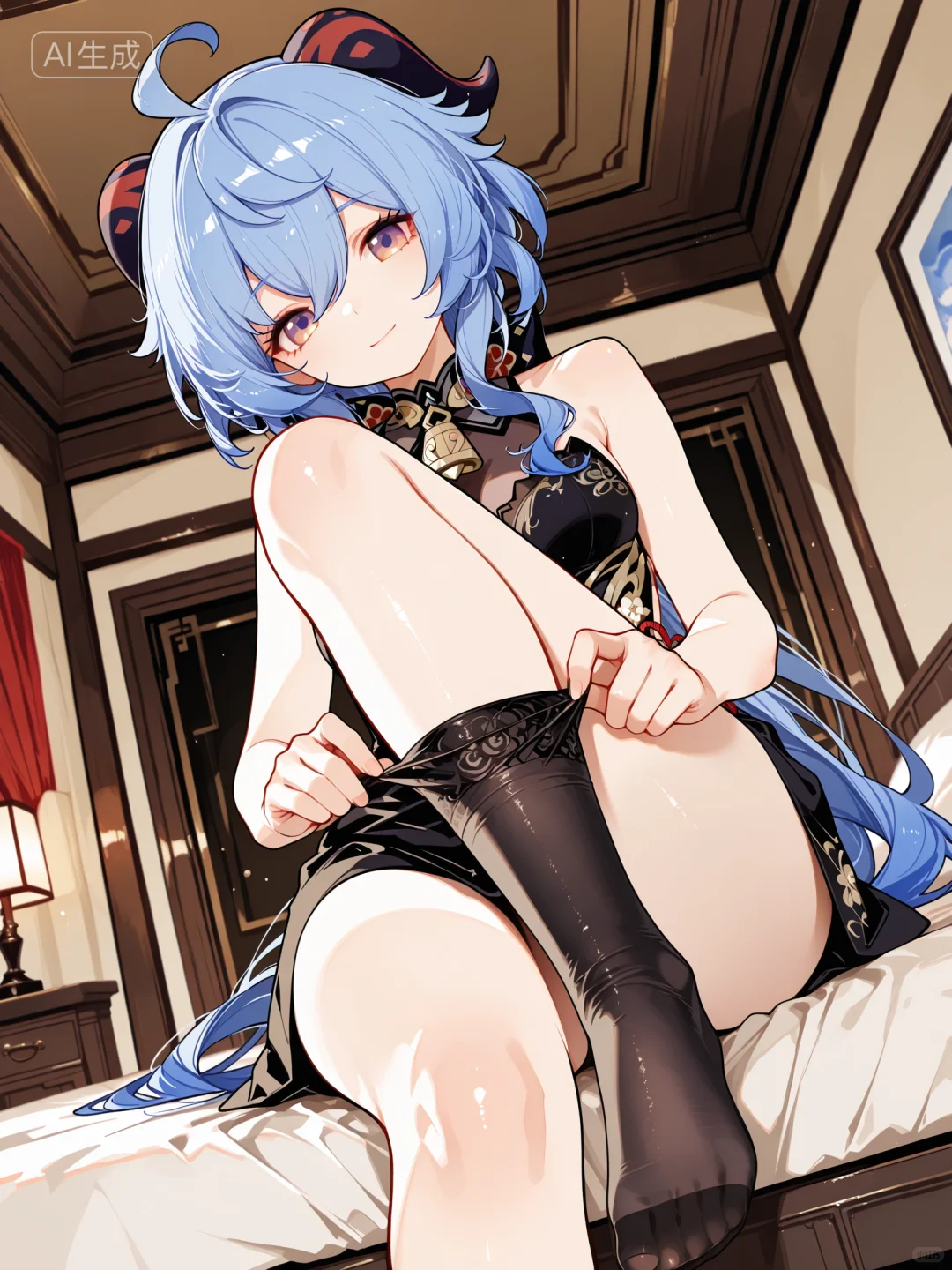 斯哈斯哈 甘雨小姐当着我的面穿黑丝