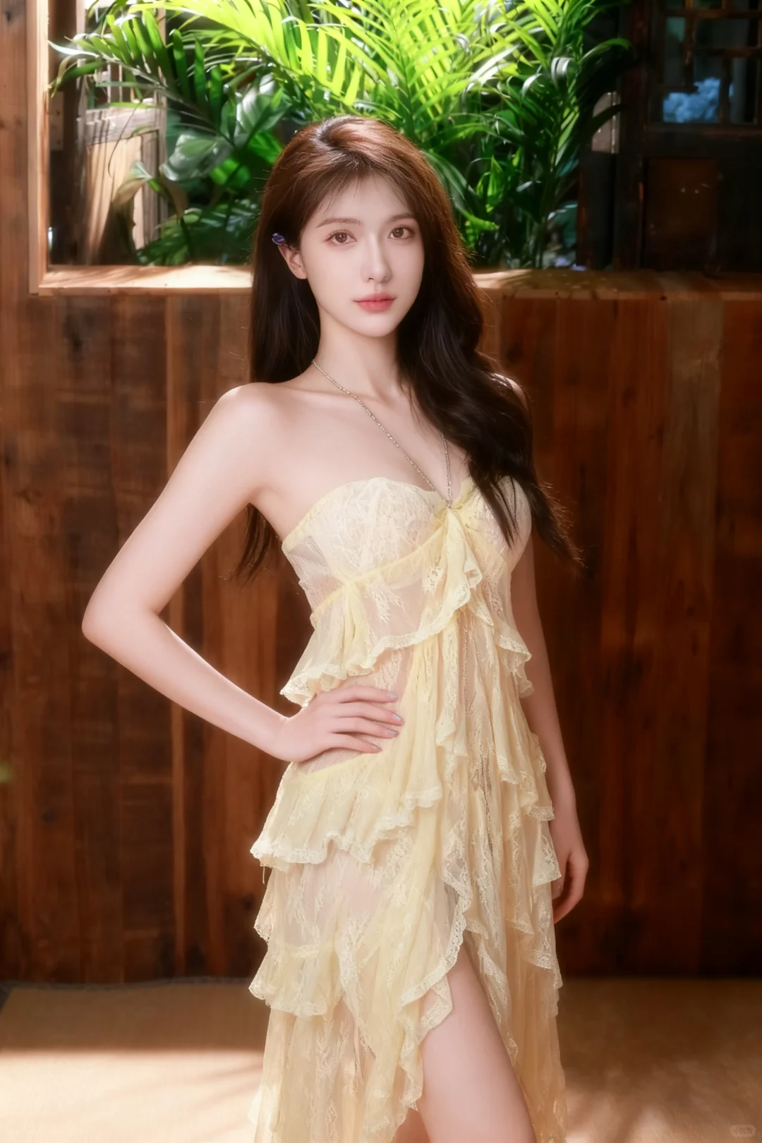 夏天纯欲的蕾丝裙氛围感美女