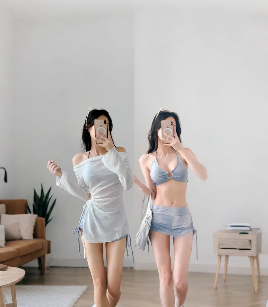 🏖海边度假🫧牛仔蓝泳衣比基尼三件套