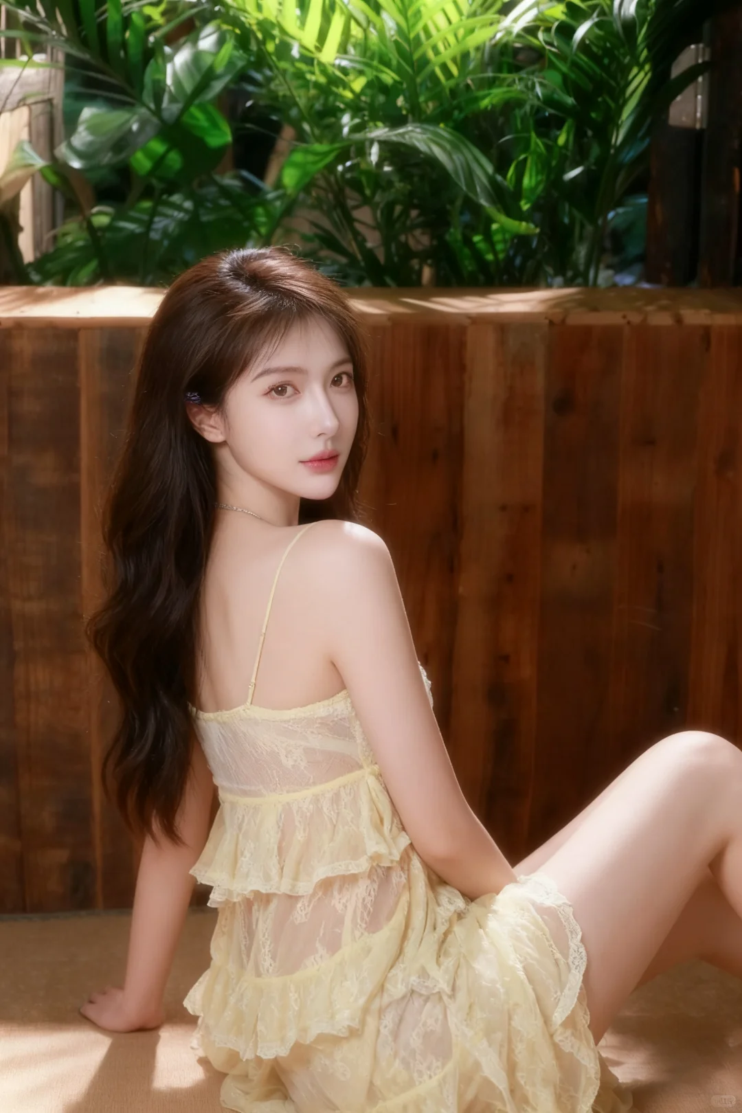 夏天纯欲的蕾丝裙氛围感美女