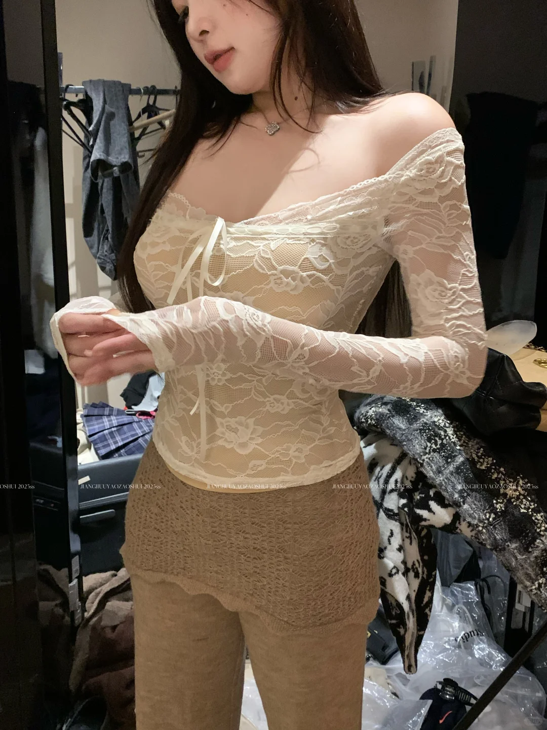 可正常 可斜肩 可一字领穿