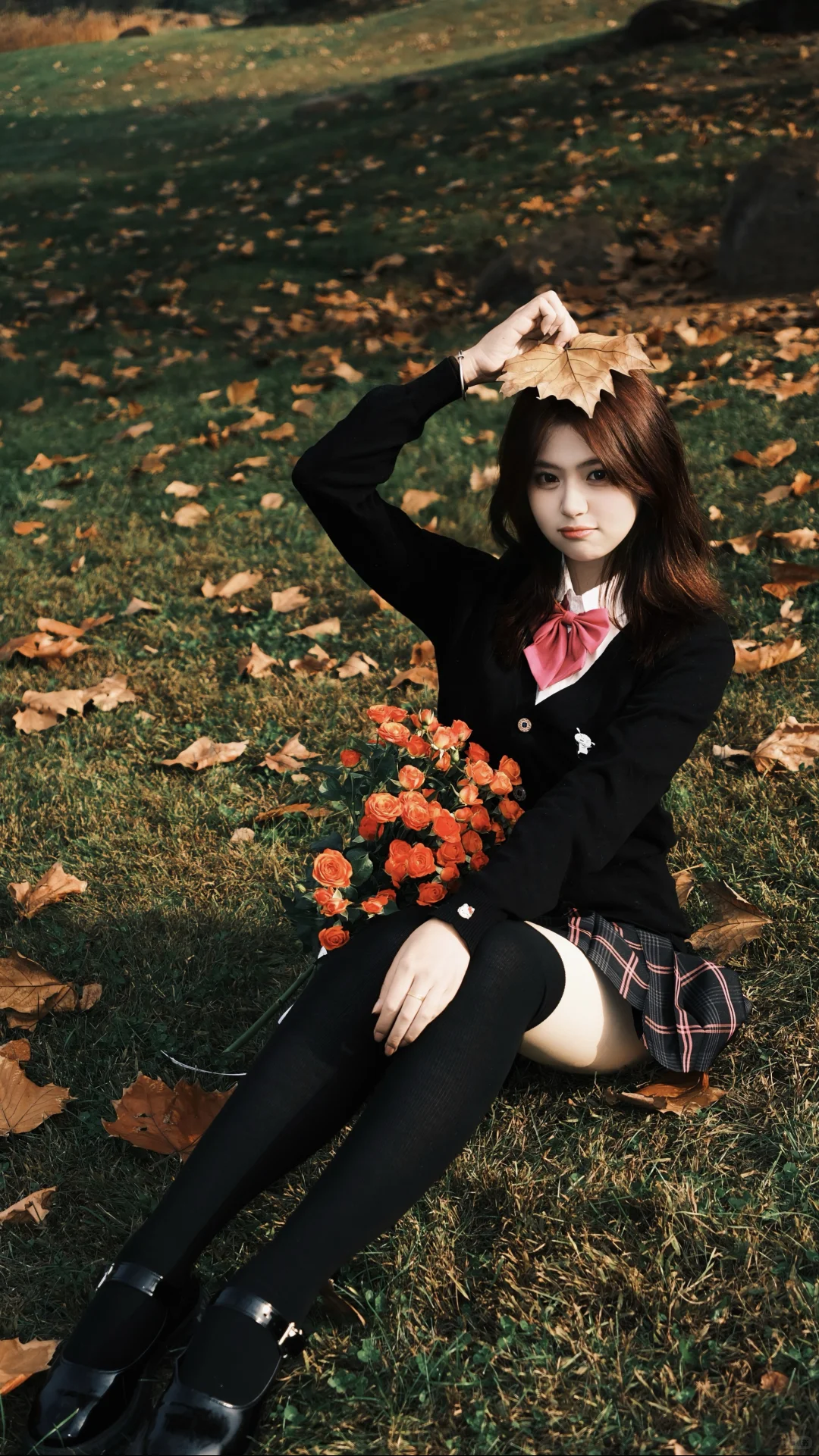 🍂JK制服 x 落叶 の绝美暴击