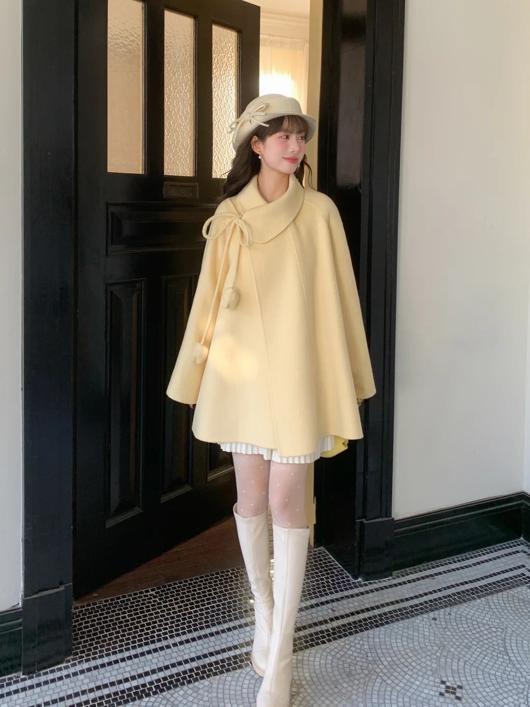 奶黄大衣气质感直接化身冬日大小姐！💛