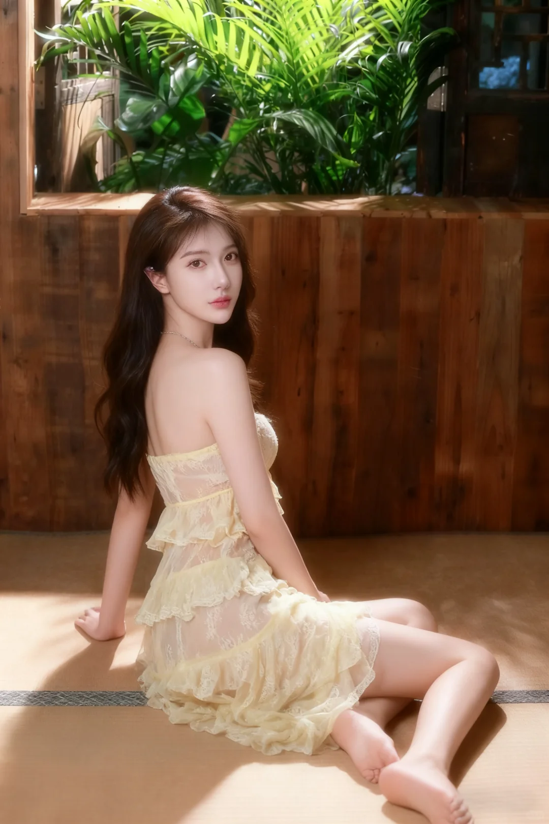 夏天纯欲的蕾丝裙氛围感美女