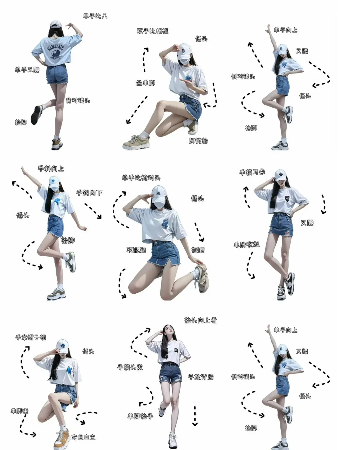 存一组辣妹拍照姿势，姐妹们收藏起来照着拍