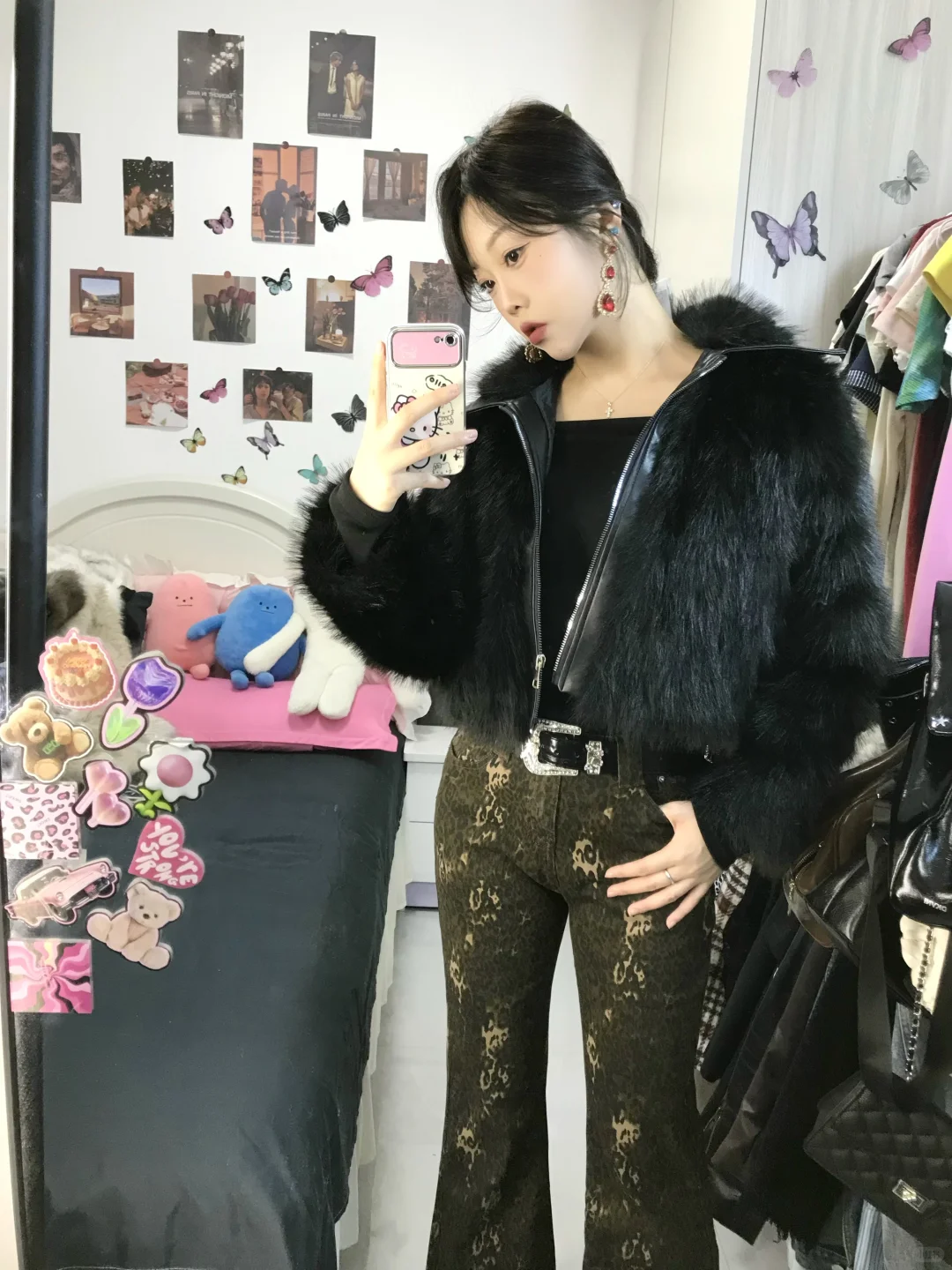 168|110 42r的皮草外套➕喇叭裤～辣妹穿搭