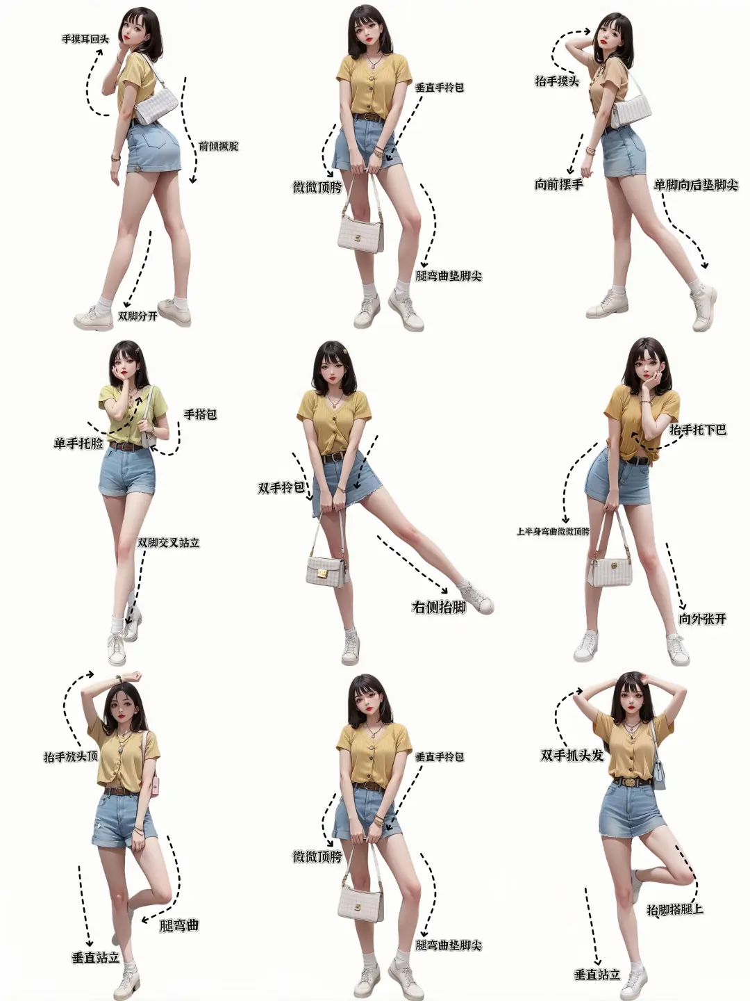 存一组辣妹拍照姿势，姐妹们收藏起来照着拍