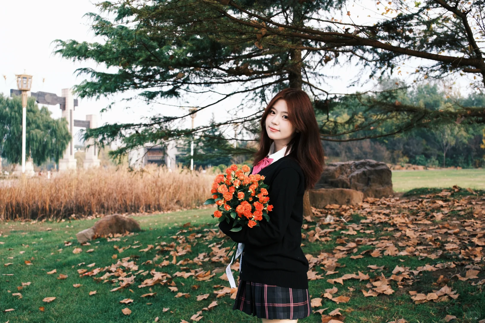 🍂JK制服 x 落叶 の绝美暴击