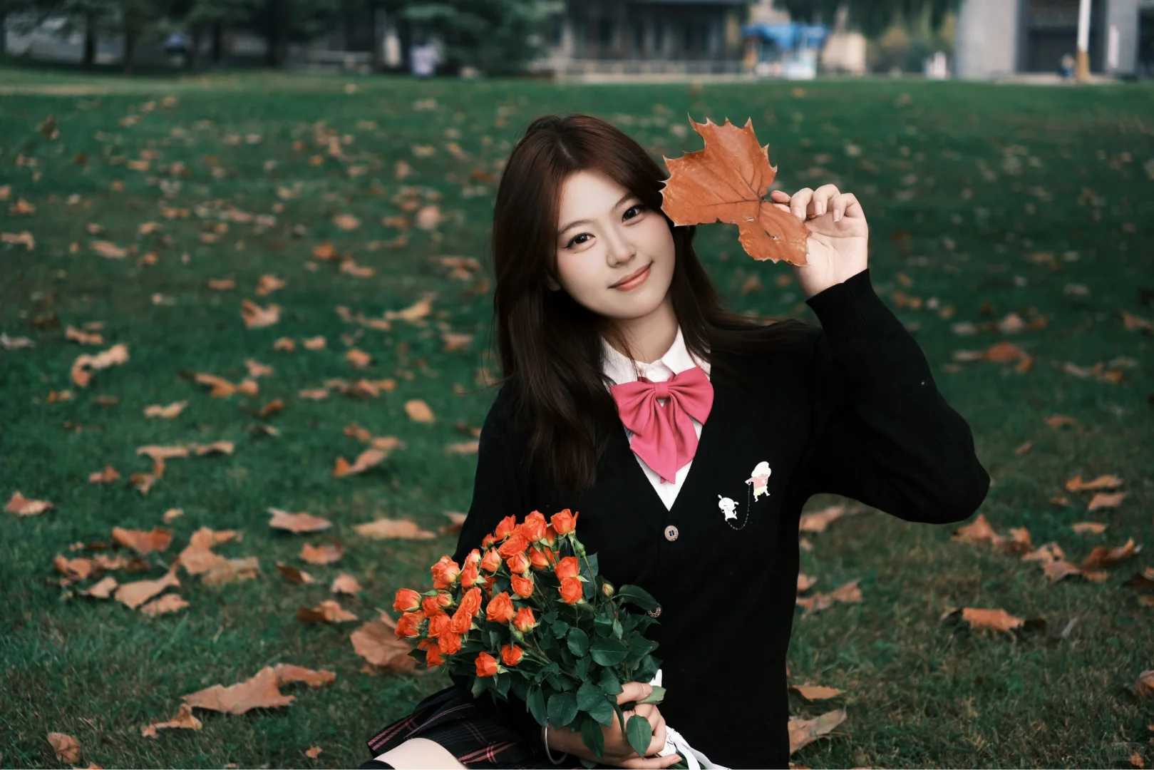 🍂JK制服 x 落叶 の绝美暴击