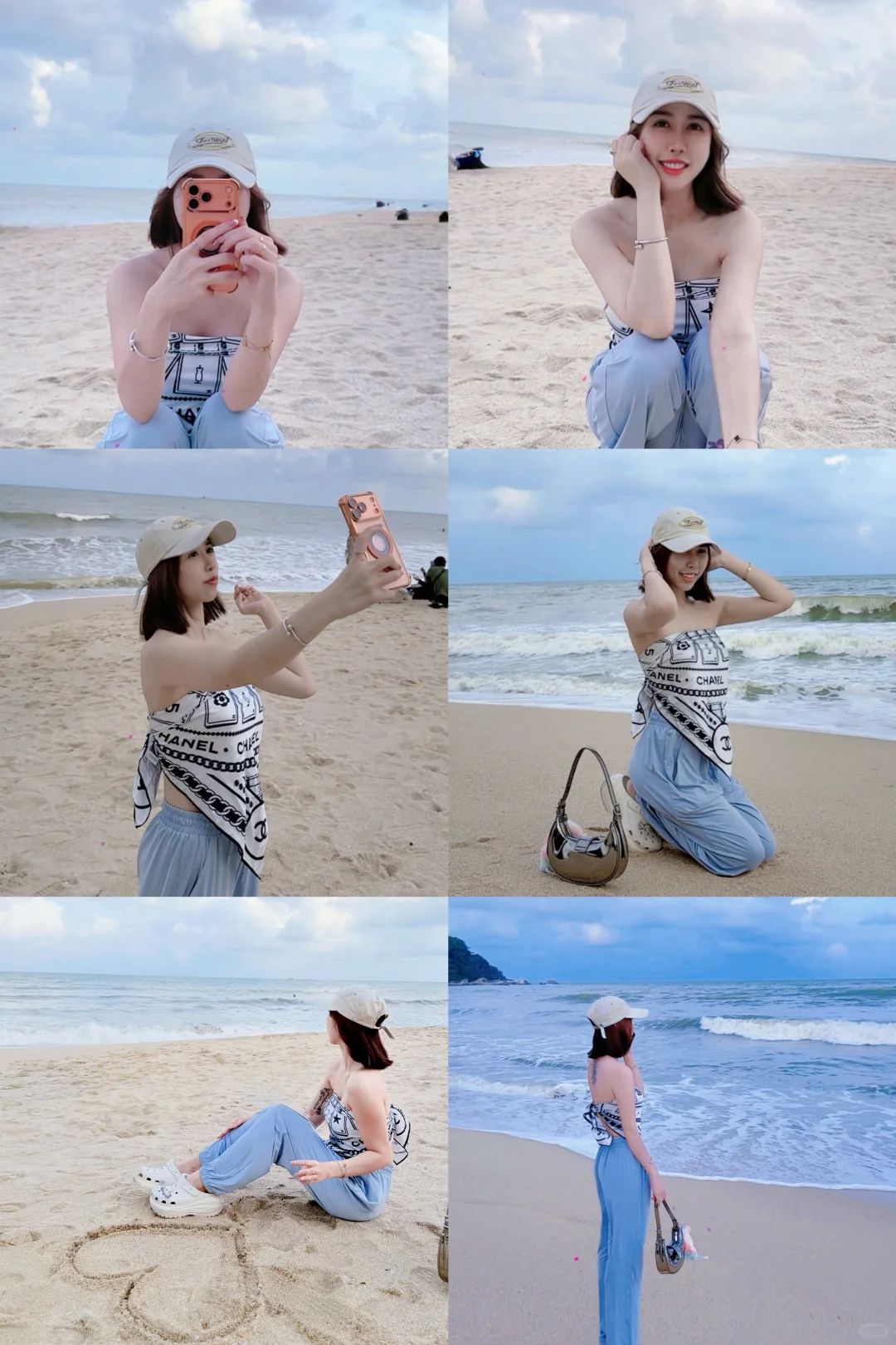 姐妹们存起来海边拍照姿势
