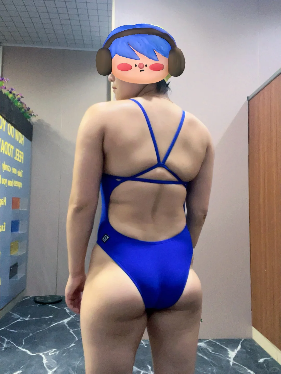 蓝色高叉泳衣YYDS