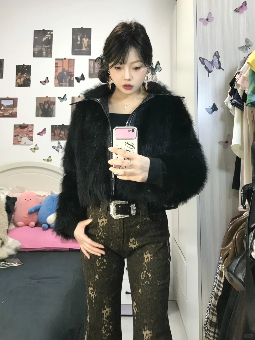 168|110 42r的皮草外套➕喇叭裤～辣妹穿搭