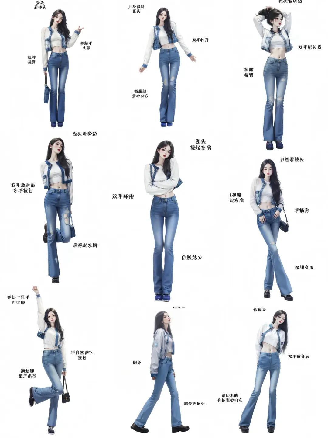 存一组辣妹风拍照姿势，超级显腿长！