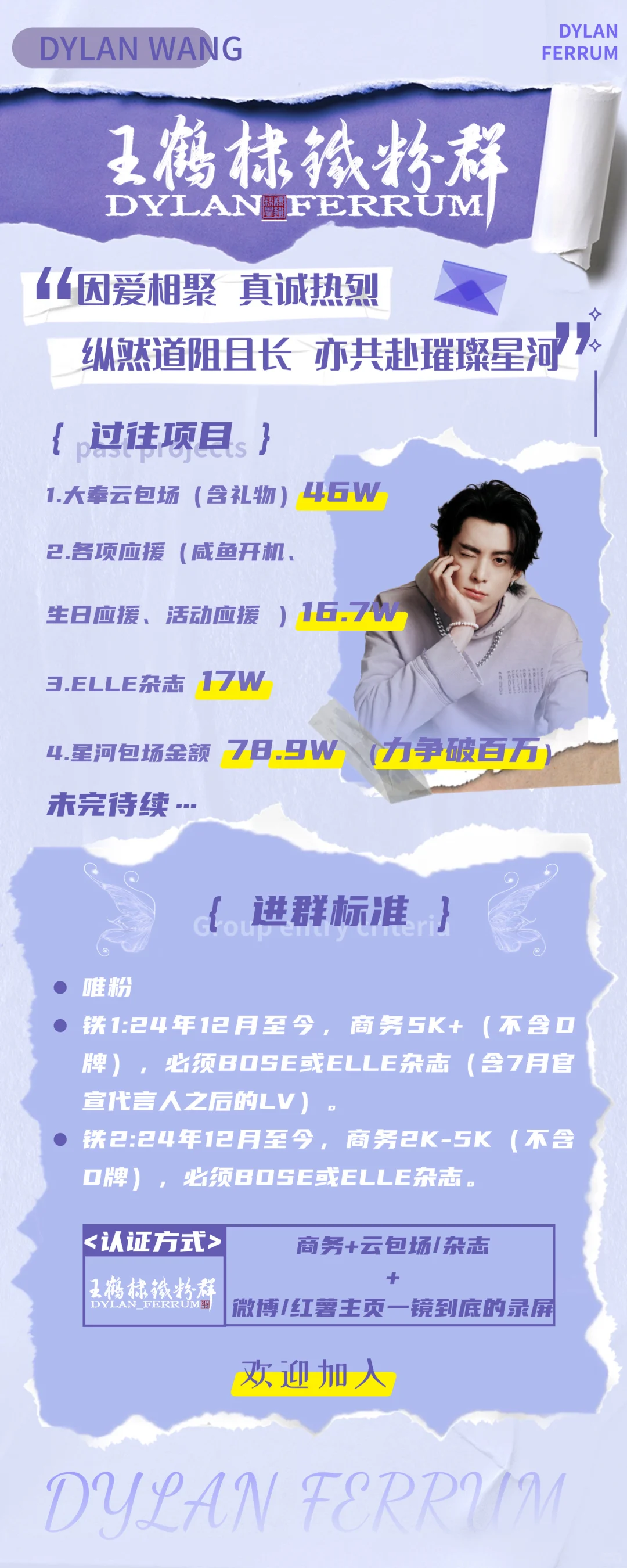 大家好，我们是王鹤棣铁粉群