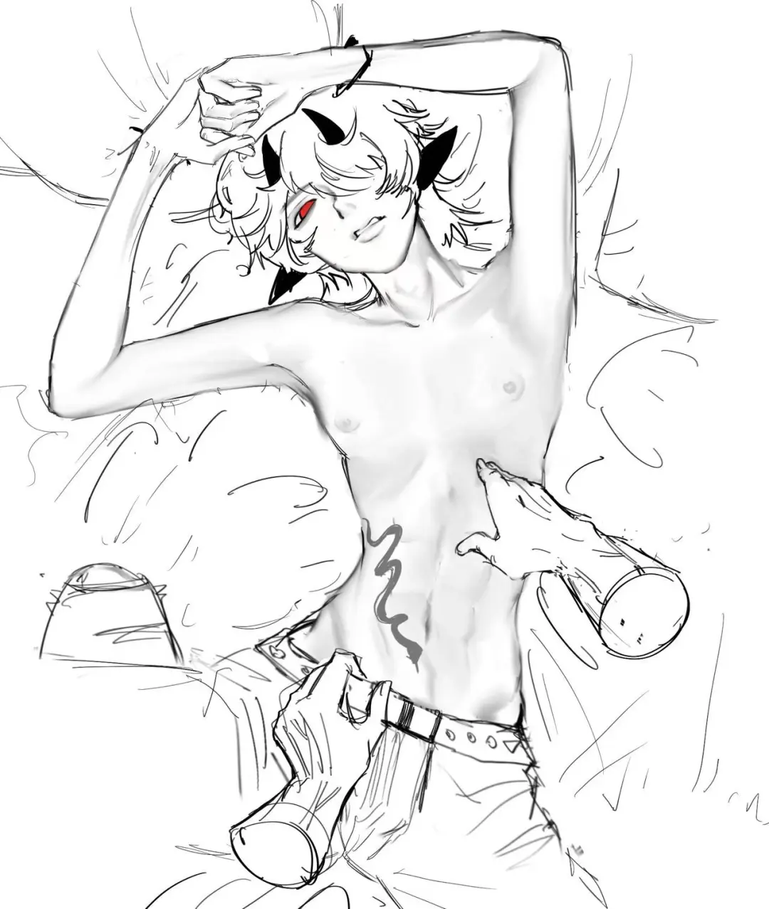 分享一张女神给我画的自家小情侣涩图