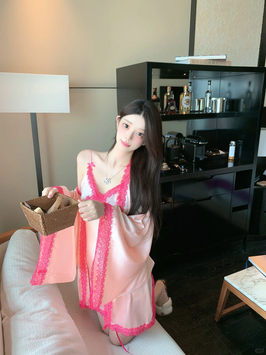 好温柔💗这件玫色睡裙也太嗲了！