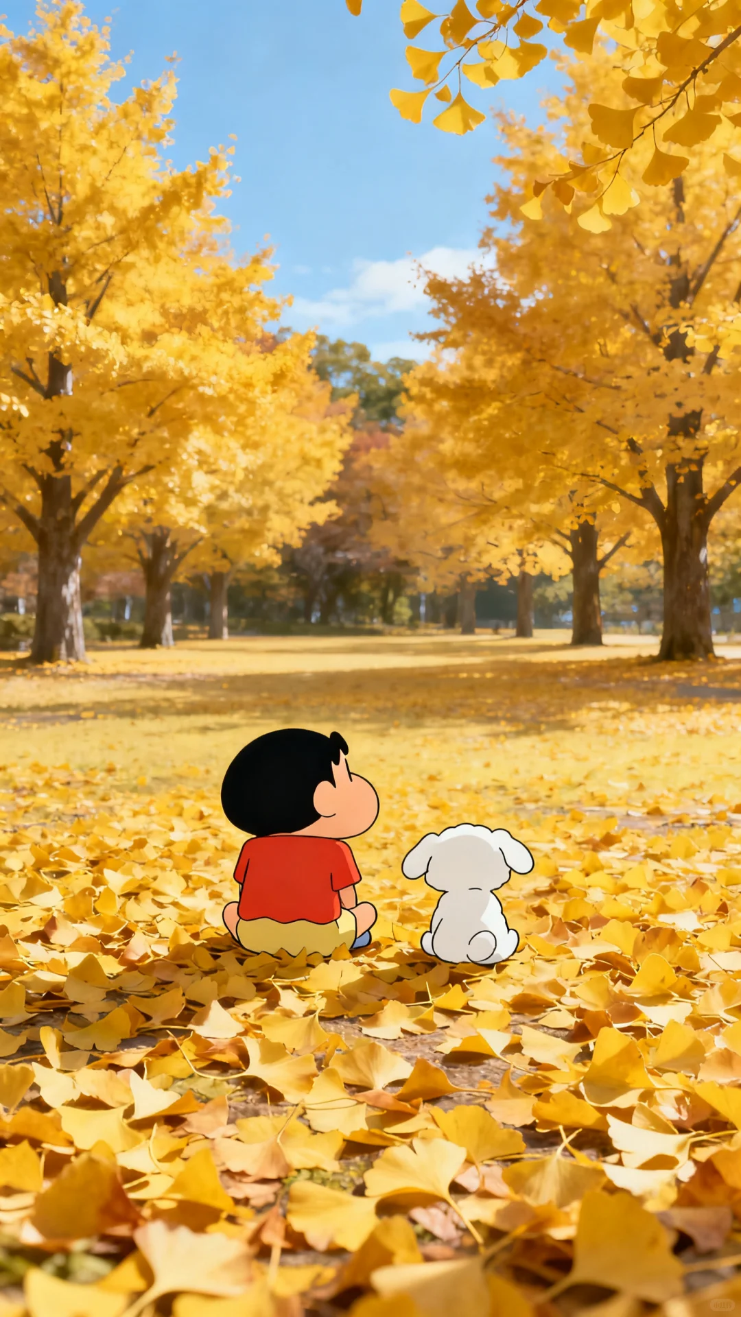 谁能拒绝在银杏树叶上躺平的小新✨