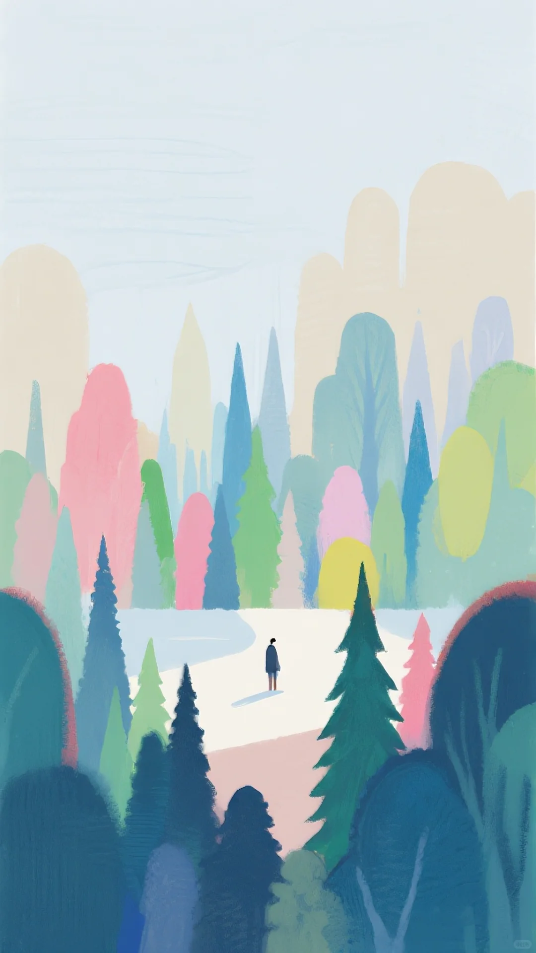 壁纸｜坠入一片柔软明亮的彩色林海