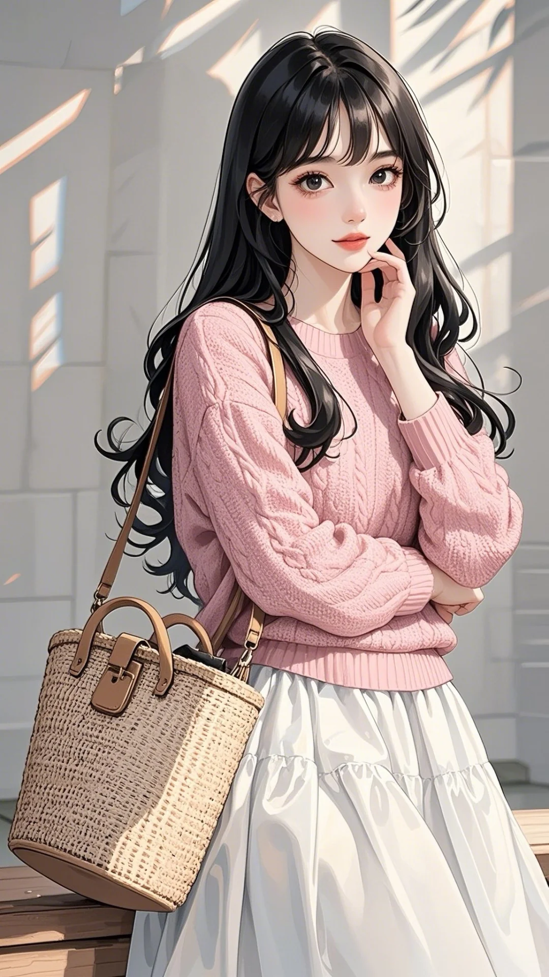 粉色毛衣，温柔的你