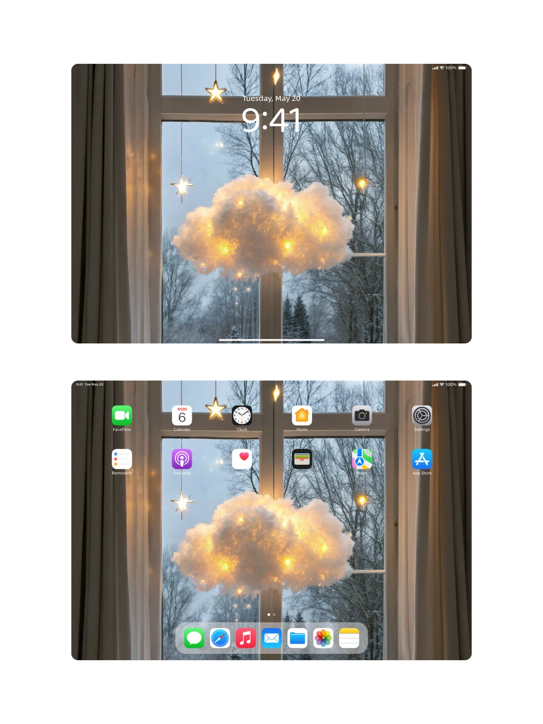 B2510 | 4k壁纸 | 云灯窗边雪