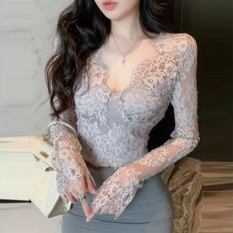 高定蕾丝衬衫🌹性感网眼太绝了