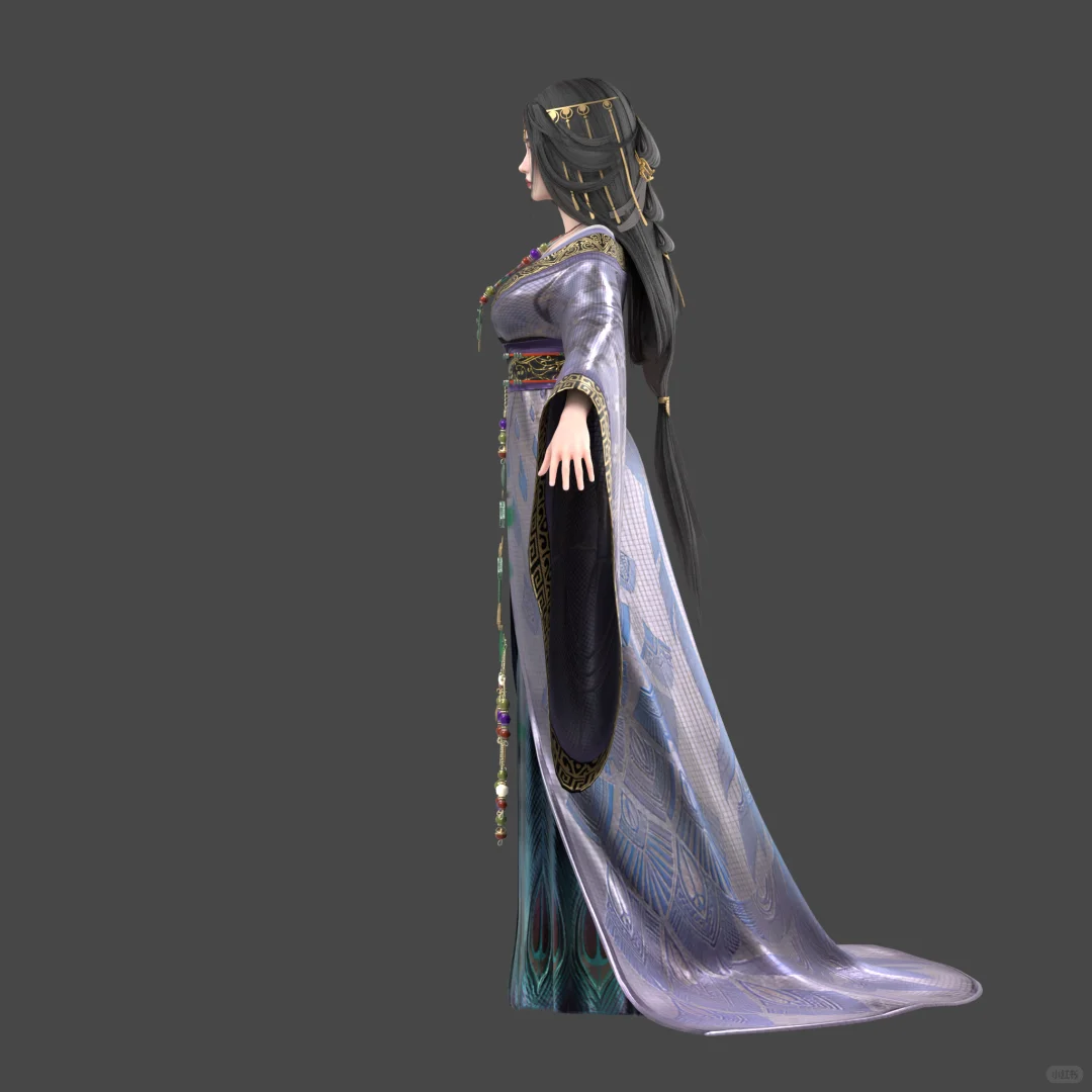 3D写实模型 古代战国袍女性角色设计