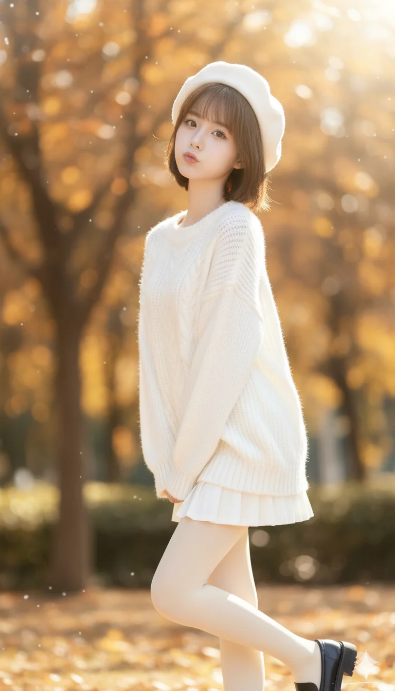 左滑~ 纯白× 贝雷帽｜秋日穿搭&氛围感写真