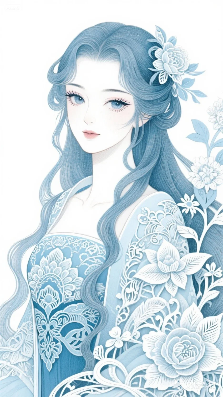 剪纸元素韵味丨美女插画