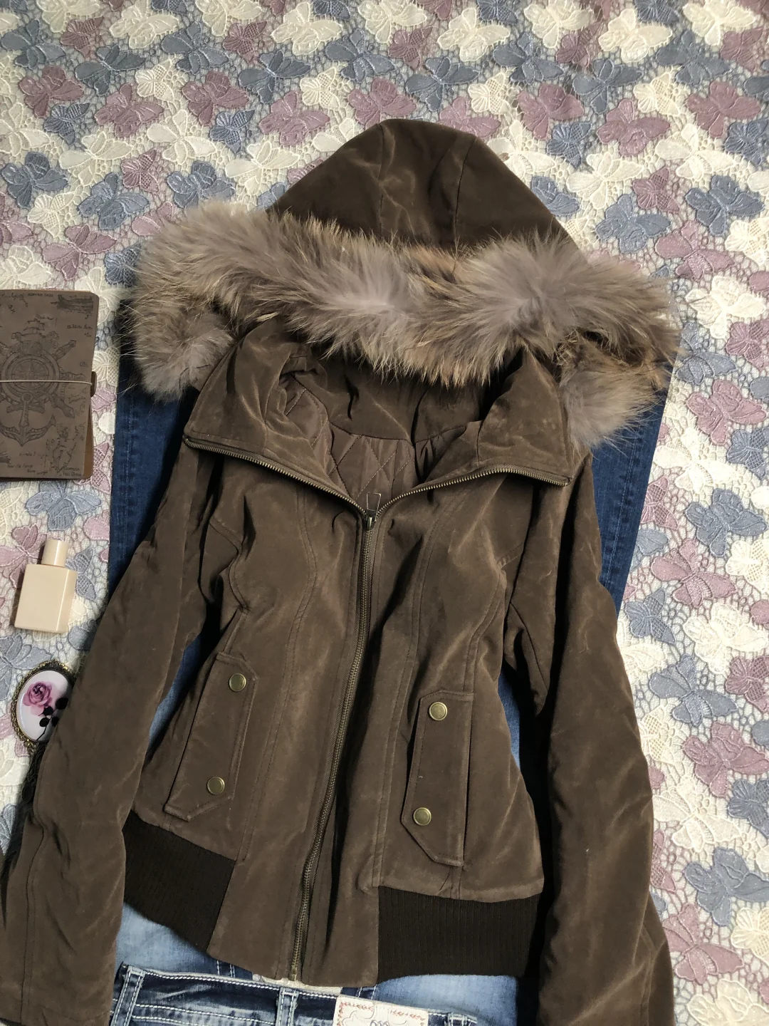 棕色毛领外套🖤vintage古着~