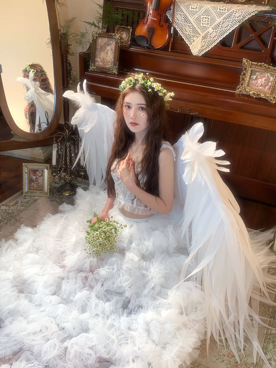 翅膀、花🌼、天使少女写真～～