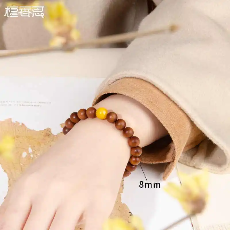 老山檀手串女款 黑肉沉水檀香木手链 天然