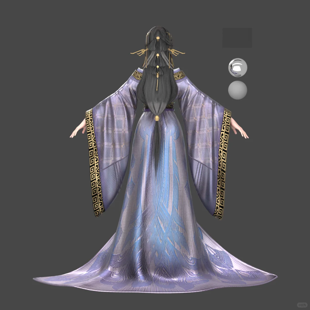 3D写实模型 古代战国袍女性角色设计