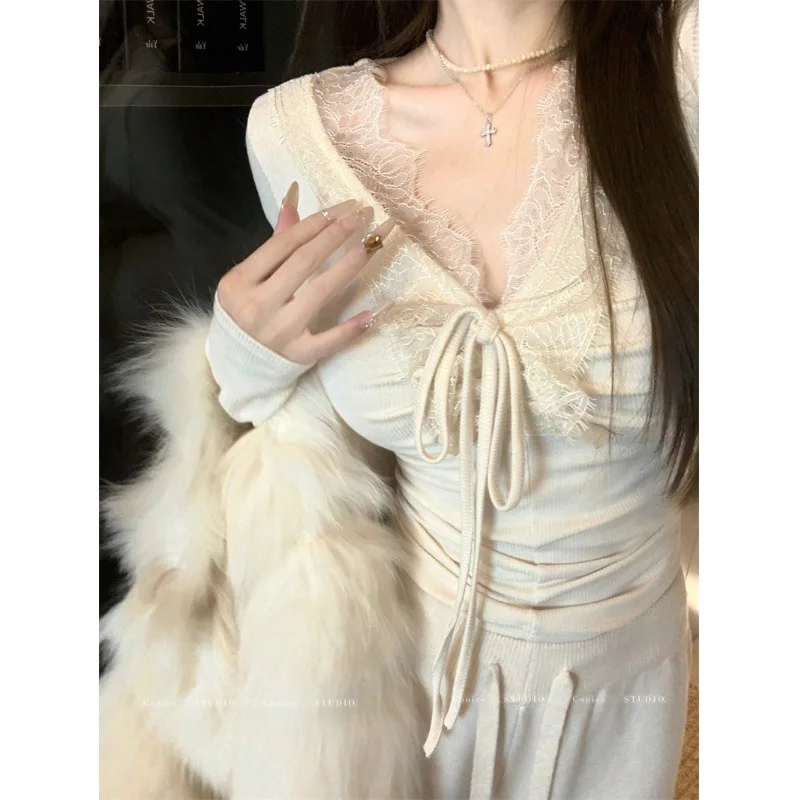 温柔纯欲风蕾丝T恤💕夏日斩男神器