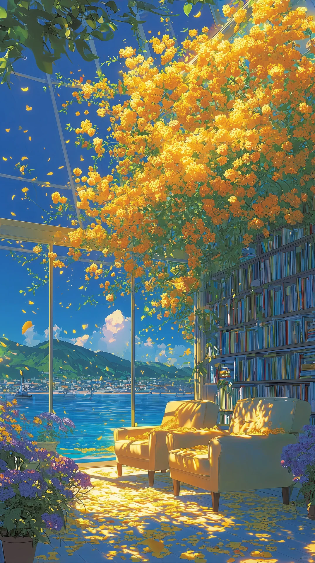 明媚蓝遇到同样明媚的黄