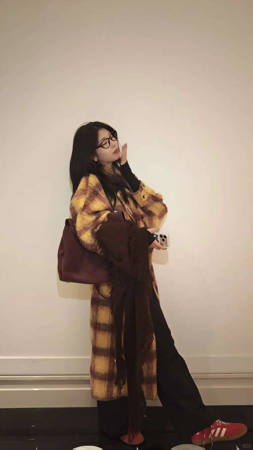 黄棕格纹也太显白了吧！穿出复古电影感🎬