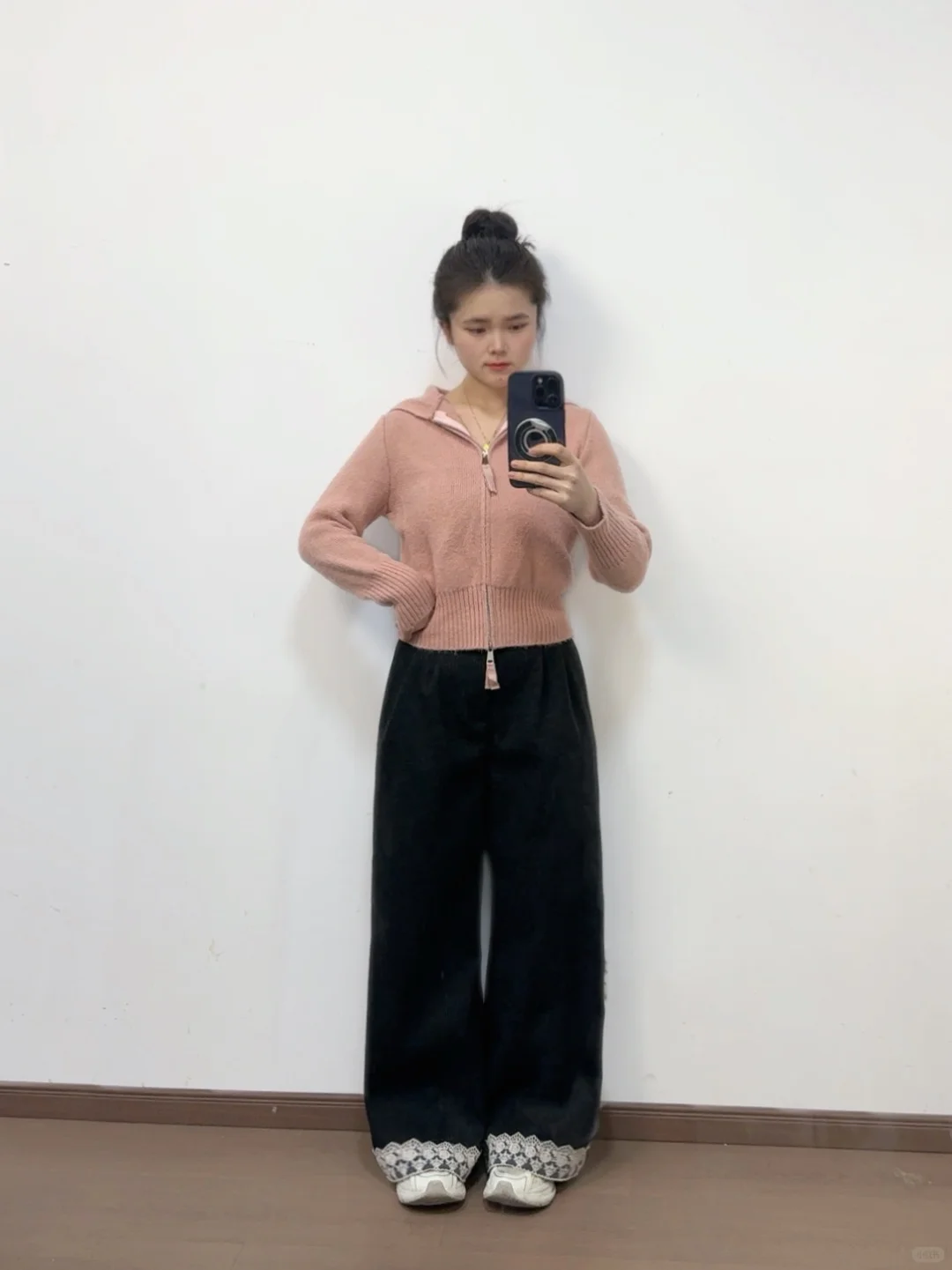 50💰➕灰色蕾丝毛呢阔腿裤原相机上身测评！