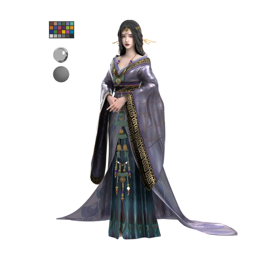 3D写实模型 古代战国袍女性角色设计