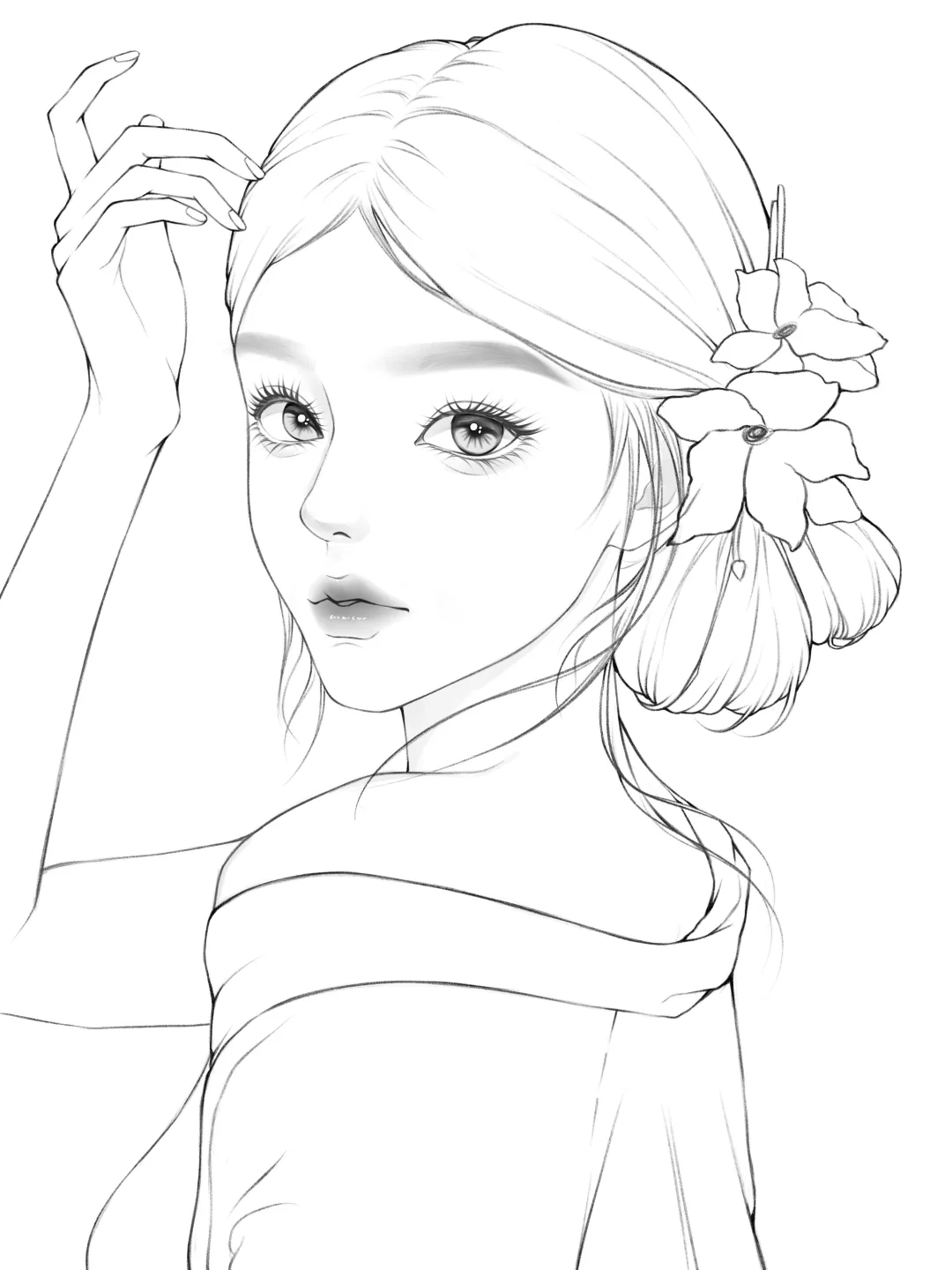 画了10张线稿🌼