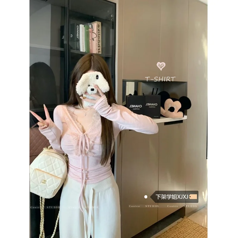 温柔纯欲风蕾丝T恤💕夏日斩男神器