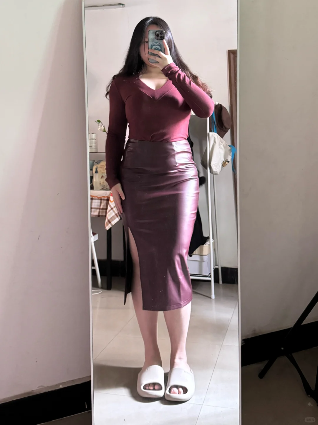 176cm 180斤｜强壮女人测评周白子皮裙穿搭