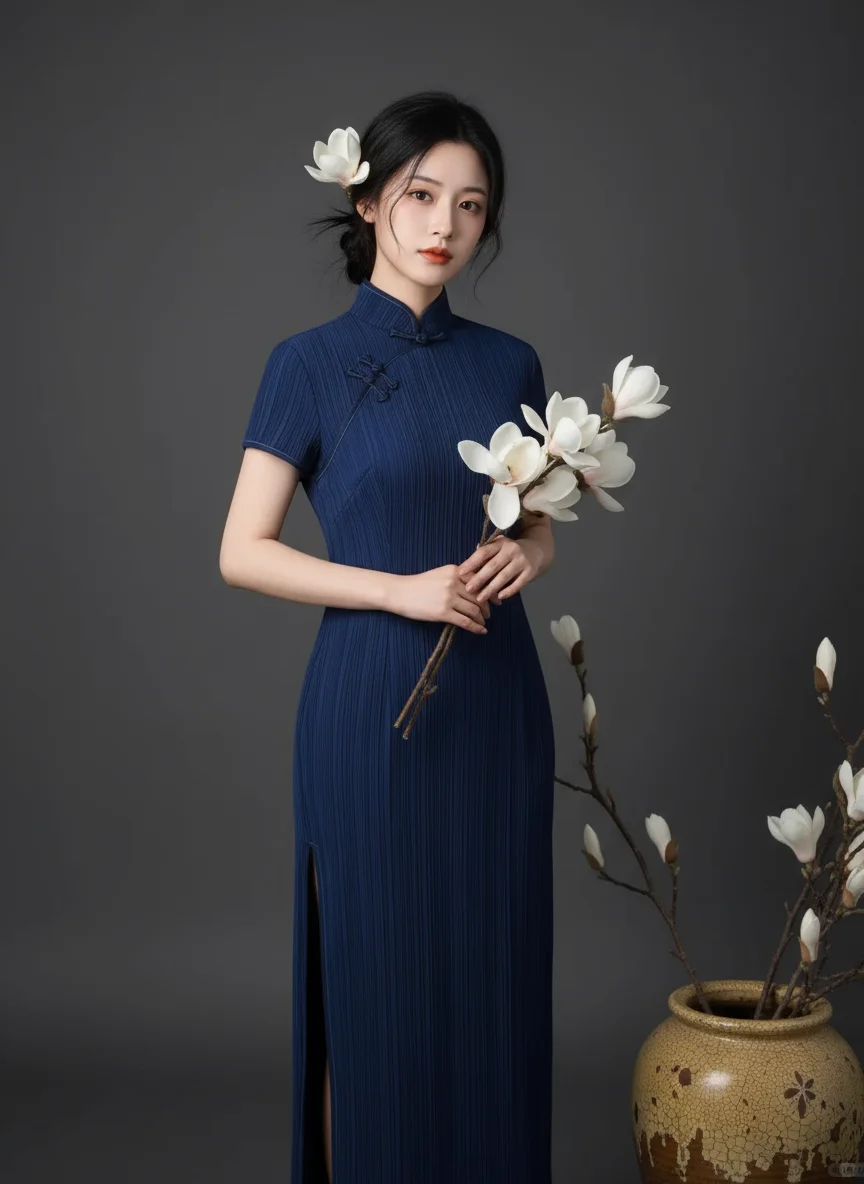 AI生成清冷雅致旗袍写真！专属于东方的韵味