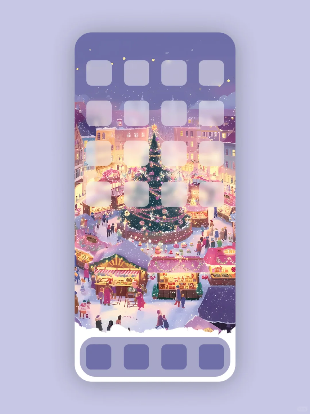 手机壁纸｜圣诞🎄小镇广场｜500