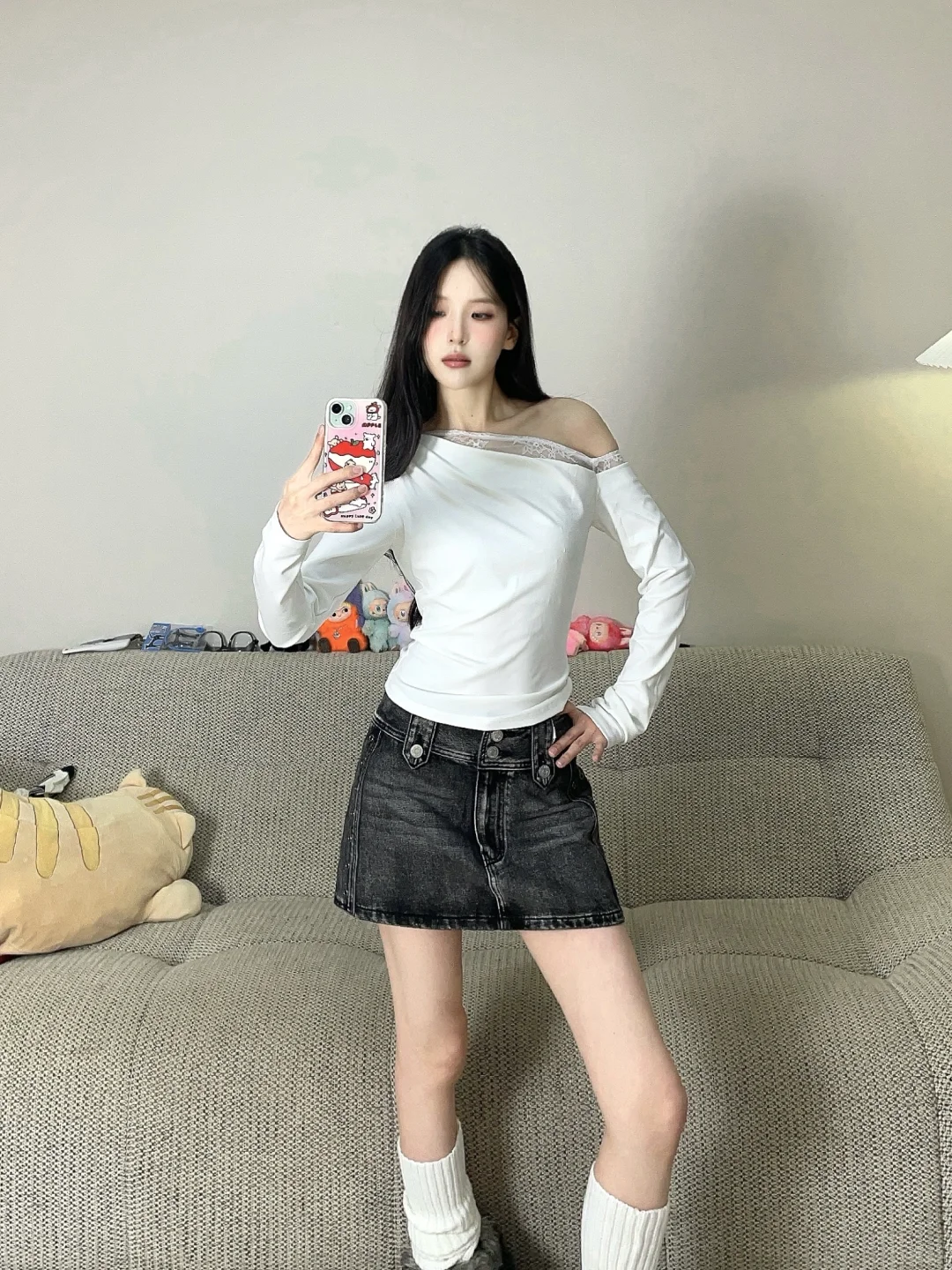 韩系氛围感*斜肩蕾丝我悟了✔️