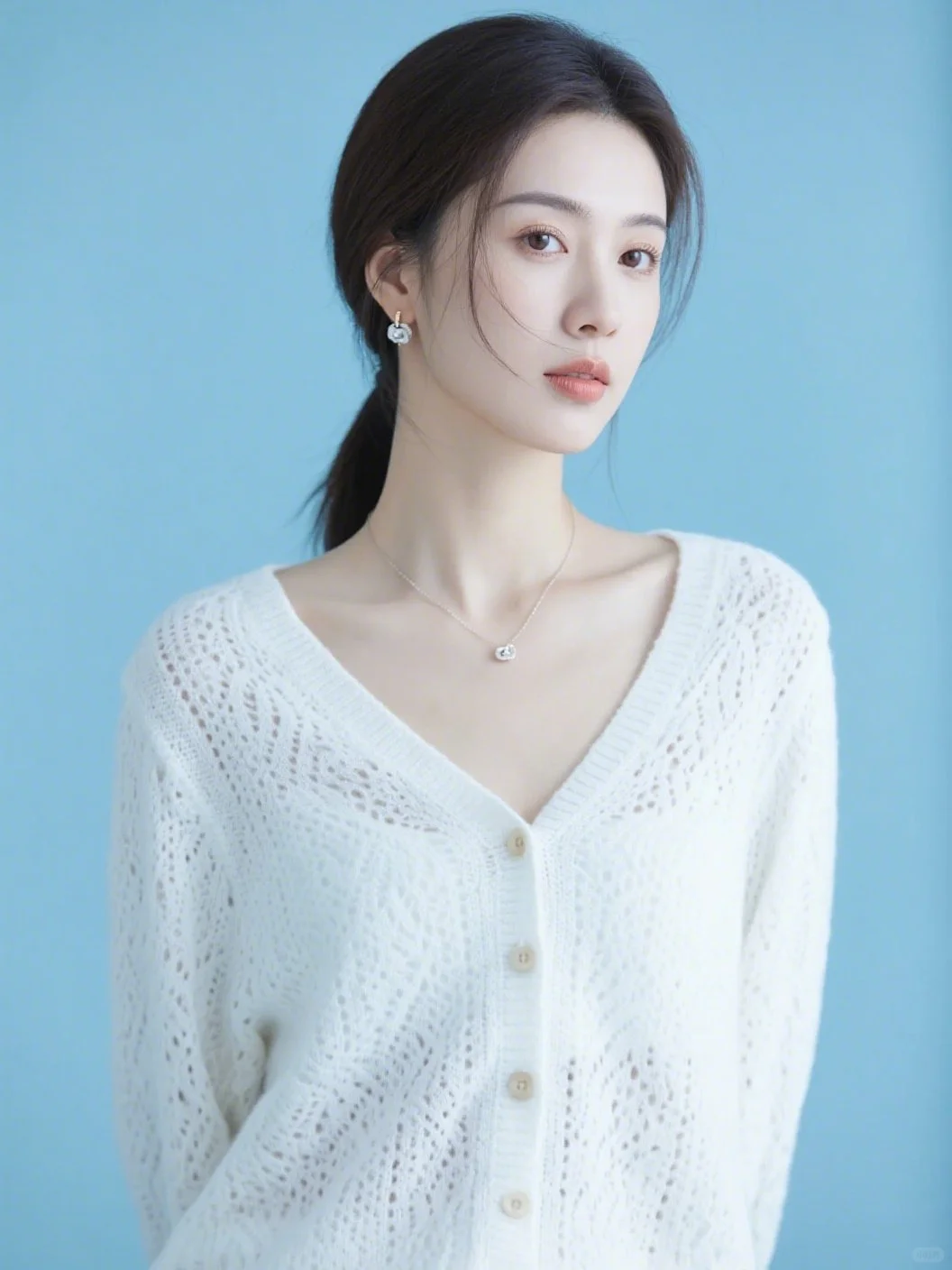 温柔风针织衫美女写真照可定制AI头像形象照