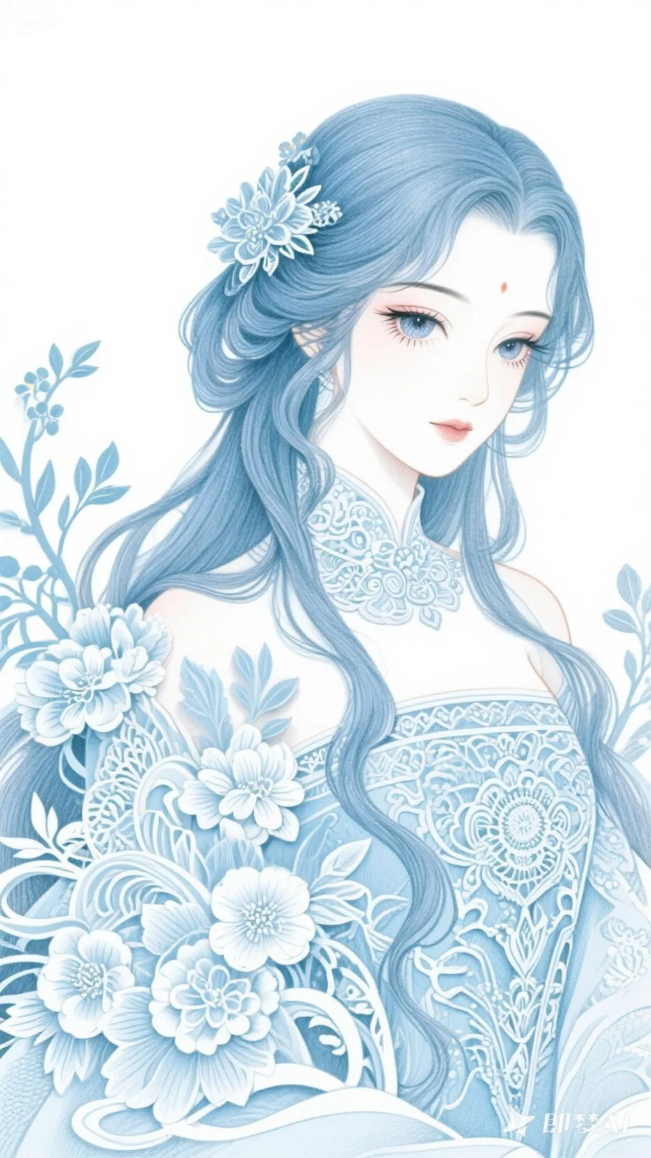 剪纸元素韵味丨美女插画