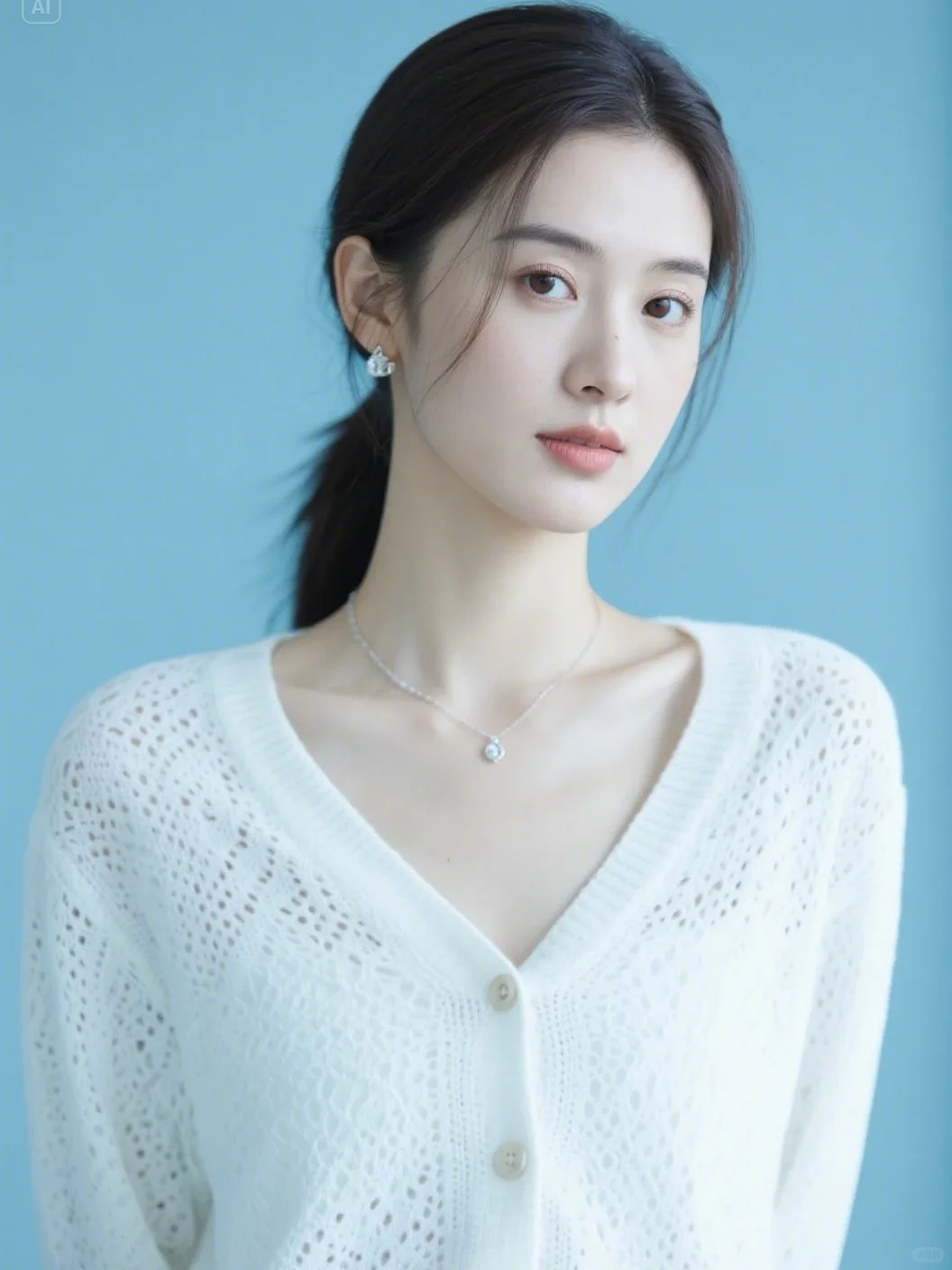 温柔风针织衫美女写真照可定制AI头像形象照