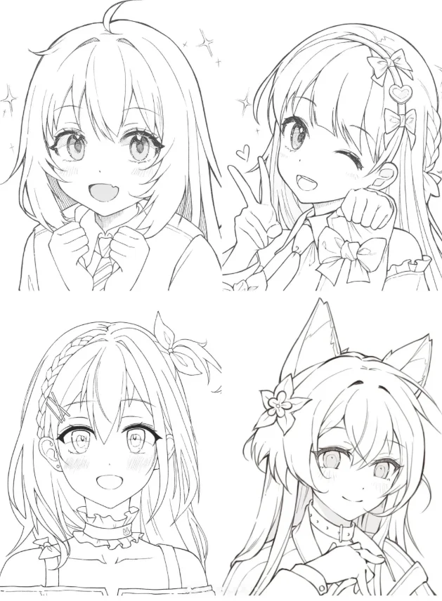 1000+动漫少女线稿绘画参考合集
