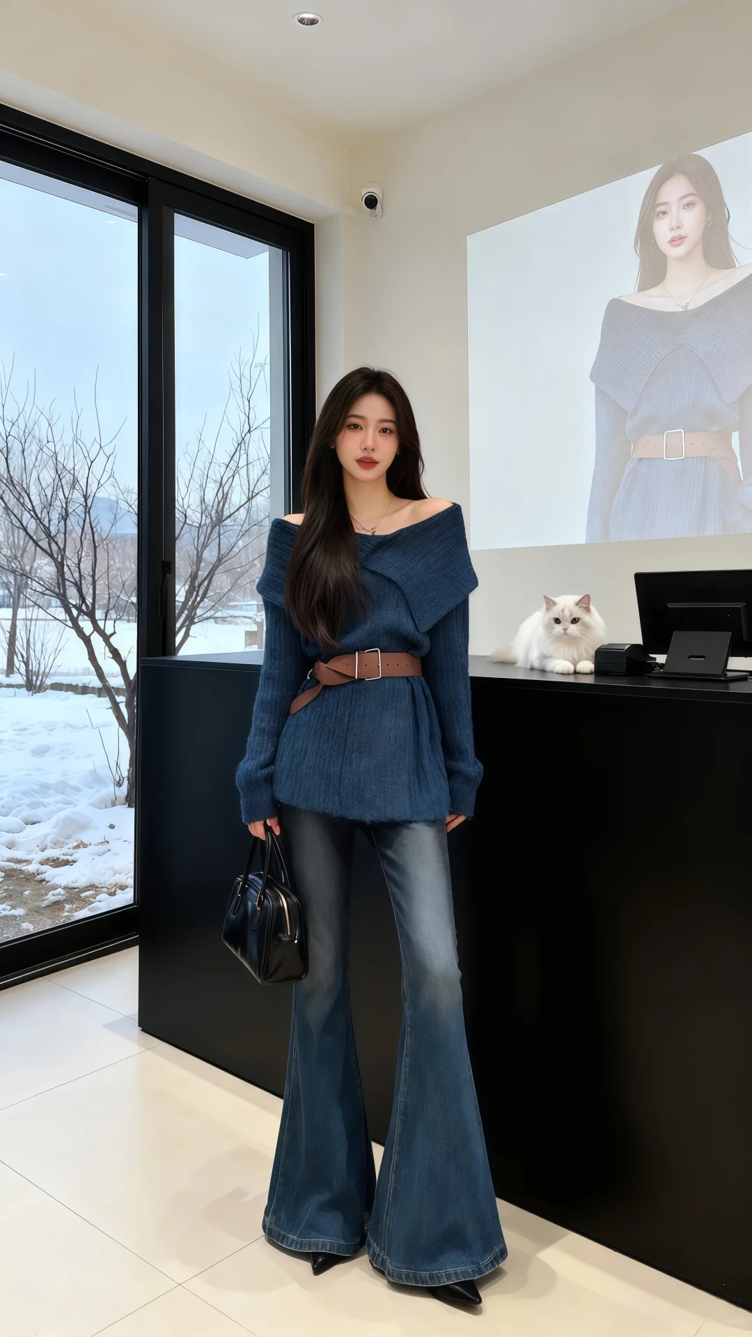 韩系大女主气质慵懒毛衣穿搭__