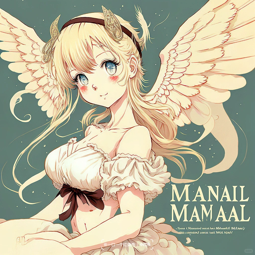 Mid journey二次元天使翅膀女孩